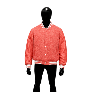 Blouson universitaire moderne en corail pour homme – Style streetwear, quotidien, universitaire, haute qualité, coupe bomber, mode urbaine - Product Image 1