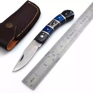 <b>Prime</b> Crafts International Industrial Grade Blue Inlay Folding Pocket Knife Drop Point Stainless Steel Blade Wood Handle 12-inch - Product Image 6