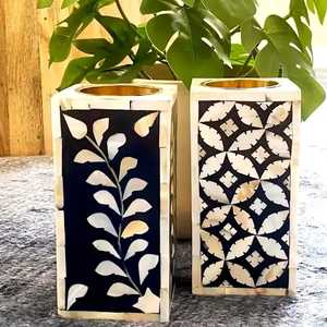 Chic Bone Inlay Resin Incense Holder Set Featuring Bold Chevron Patterns With Storage Box And Tray For <b>Home</b> Decor & Aromatherapy - Product Image 6