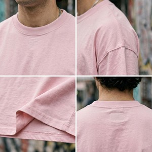 T-shirt Homme Oversize Personnalisé 100% Coton Épais 240 g/m² Rose Pastel Épaules Tombantes Streetwear Uni Vierge - Product Image 4