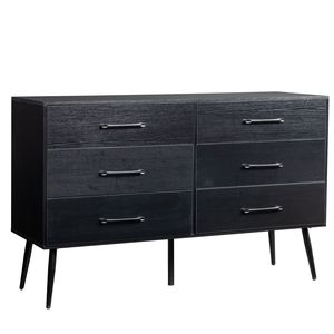 Commode à 6 tiroirs avec tiroirs recouverts de tissu, 3 niveaux, 133*40*84cm, pieds hauts, tissu non tissé, double rangée - Product Image 4