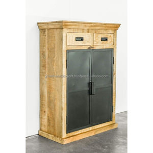 2025 New European Industrial Design Solid Wood <b>Sideboard</b> 2-Door Storage Cabinet for Living Room Furniture Home Use - Product Image 4