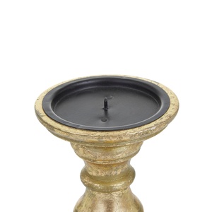 Ensemble élégant de 3 bougeoirs dorés vintage, finition vieillie, forme ronde, pour mariage et décoration intérieure, style luxueux - Product Image 4