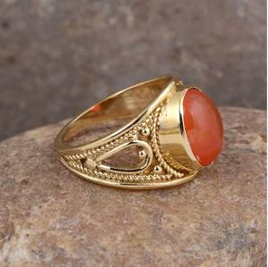 Bague en cornaline plaquée or, bague en pierre précieuse orange pour femmes, vente en gros de bagues - Product Image 4