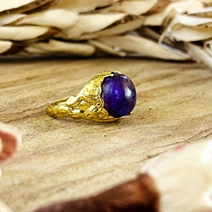 Latest Design Amethyst <b>Ring</b> Boho Brass <b>Rings</b> Women 18k <b>Gold</b> Plated Floral Statement Band Ethnic <b>Cocktail</b> <b>Ring</b> Wholesale/OEM/ODM - Product Image 1