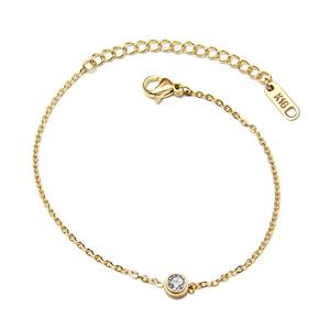 Bracelet en Acier Inoxydable Plaqué Or 18K avec Zircon, Tendance Minimaliste et Élégant, Étanche, pour Femme, Vente en Gros - Product Image 4