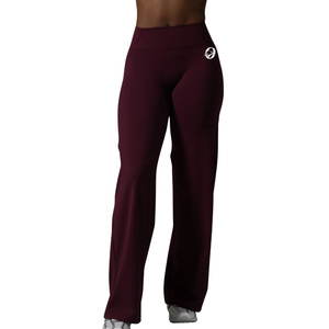 Burgundy Women's <b>High</b> Waist Wide Leg Workout Pants Soft Stretch Athletic Trousers for Yoga Gym Fitness Training - Product Image 1