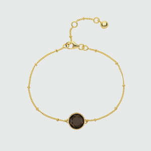 Smoky Quartz <b>Bracelet</b> Dainty <b>Adjustable</b> Chain Round Faceted Gemstone Minimal Elegant Jewelry Gift For Her - Product Image 5