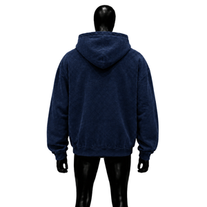 Sweat-shirt à capuche zippé pour homme Cash Talk, bleu marine, en polaire oversize, design imprimé décontracté, logo sur le devant, coupe classique, vêtement d'automne MODER - Product Image 2