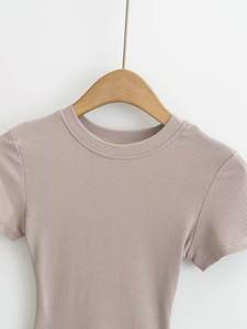 Camisetas Casuales para Mujer, Corte Ajustado, Manga Corta, Top de Verano, Camiseta Básica Lisa para Dama - Product Image 6