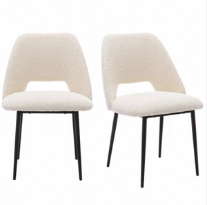 Fauteuil de salle à manger moderne en tissu et cuir avec coussin, structure en acier inoxydable antirouille, vente en gros - Product Image 2