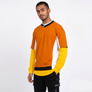 Street Style Double <b>Layer</b> T Shirt Men's Long Sleeve Crew Neck 2 In 1 <b>Layer</b> Tee Shirt Men 100% Cotton Summer Double <b>Layer</b> Tee <b>Top</b> - Product Image 1