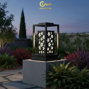 Applique murale d'extérieur haut de gamme carrée, design moderne noir minimaliste, en acier inoxydable, AC 200V E27 IP65 pour villa, hôtel, complexe hôtelier - Product Image 4
