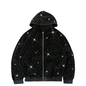เสื้อฮู้ดดี้ตกแต่งสไตล์โมเดิร์นพร้อมงานศิลปะประดับด้วยคริสตัล วัสดุสวมใส่สบาย เสื้อผ้าลำลอง ผู้ผลิตขายส่ง - Product Image 1