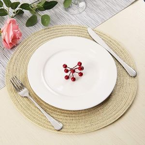 Set di 6 Tovagliette Rotonde con Glitter Dorati, Lavabili, per Natale, Feste, Matrimoni, Stile Luccicante - Product Image 4