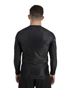 Men's Black Short Sleeve Rash Guard 100% Polyester <b>Swim</b> <b>Shirt</b> with Logo Print Left Sleeve Anti-UV UPF50+ Quick Dry - Product Image 3