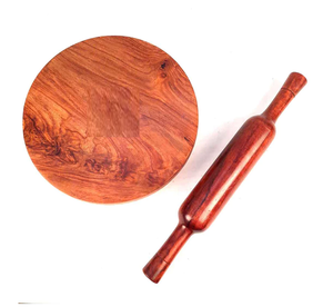Harmony Wood Chakla Belan Set Traditional <b>Rolling</b> Board <b>Pin</b> Diameter Eco-Friendly Natural Finish Floral Pattern Kitchen Tool - Product Image 1