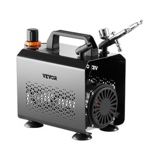 Kit Aerografo 1/6 HP con Aerografo Professionale a Doppia Azione e 3 Punte, Tubo e 1 Compressore per Vernice Acrilica, Aerografi Professionali - Product Image 1