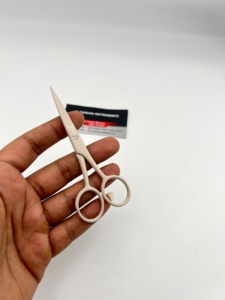 Nude Beige Color Eyebrow Eyelash <b>Extension</b> Used Trimming Scissors J2 Japanese Stainless Steel with Custom Logo Manicure Scissors - Product Image 1