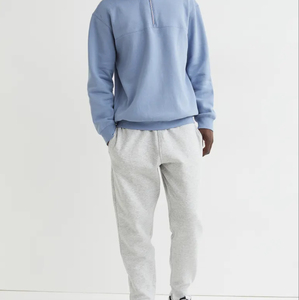 Sudadera de Hombre Azul Claro Sólido con Cierre de Cremallera, 100% Algodón, Manga Larga, Informal, para Invierno - Product Image 6