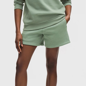 Shorts Deportivos para Mujer, 100% Algodón Grueso, Tela de Felpa Suave, Bolsillos Laterales, Transpirables, de Secado Rápido, Cintura Elástica, Cierre con Botones - Product Image 4
