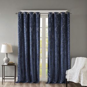 Jacquard damasco lavorato a maglia Total Blackout con occhiello pannello per tenda - Product Image 3
