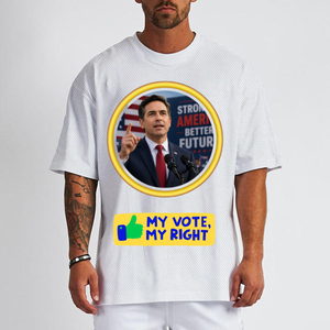 Camiseta Blanca Unisex de Manga Corta con Cuello Redondo, 180g, Secado Rápido, Anti-Pilling, Transpirable, con Estampado de Campaña Electoral Presidencial de EE. UU. - Product Image 3