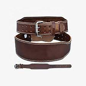 <b>Brown</b> Leather Waist Support Belt with Metal Buckle for Men Adult Compression Back Brace - Product Image 1