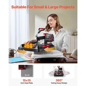 Pressa a Caldo Multifunzione Digitale 8 in 1 con Controllo Digitale 15x15 Girevole per Stampa Magliette e Trasferimento Termico - Product Image 5