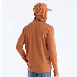 <b>Men's</b> Hooded Long Sleeve Shirt Solid Color Moisture Wicking Polyester Regular Fit All Seasons <b>Pullover</b> Top - Product Image 3
