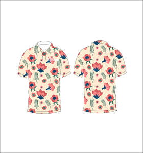 Polo Personalizado con Diseño Floral de Melocotón, Transpirable y Ligero, para Equipos de Golf, Manga Corta, Sublimado, Ropa Deportiva Botánica - Product Image 2