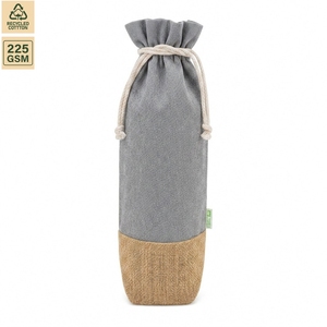 Bolsa de Regalo para Botellas de Vino de Algodón Reciclado de 225 GSM, Embalaje para Regalo de Vino de 14x34x8 cm, Logotipo Personalizado, Venta al por Mayor, OEM, Pedido al por Mayor, Modelo ANKJ074-R - Product Image 1