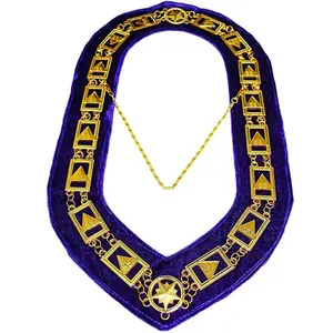 33 Degree Masonic Chain Collar with purple velvet and gold plated jewels Excellent quality