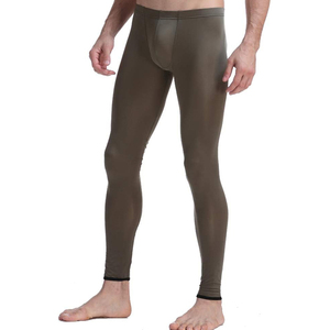 Men's Solid Full Length Leggings Elastic Waist Knitted Spandex Nylon <b>Stretch</b> All Seasons Basic Style - Product Image 2