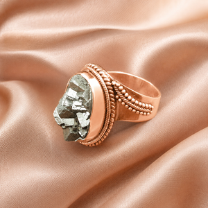 Raw Pyrite Crystal <b>Statement</b> <b>Ring</b> 925 Sterling Silver Rose Gold Yellow Gold Plated Handmade Designer Gemstone <b>Ring</b> for Unisex - Product Image 3