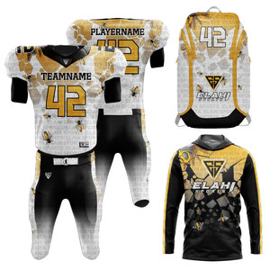 Ensemble d'uniformes de football américain personnalisés pour équipe, anti-UV, respirants, sublimés, kits d'uniformes de club, meilleur prix de gros OEM ODM - Product Image 1