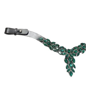 Diadema de Cuero con Cristales de Esmeralda de Lujo para Caballo, Hecha a Mano, con Brillantes, Accesorio Ecuestre Premium, Modelo ADIBA OVERSEAS - Product Image 2