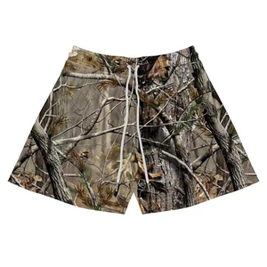 กางเกงขาสั้นกีฬาลายพรางโลโก้แบบกำหนดเองสำหรับผู้ชาย ผ้าคอตตอนหนานุ่ม ระบายอากาศได้ดี มีเชือกผูก เหมาะสำหรับวิ่งและออกกำลังกาย - Product Image 2