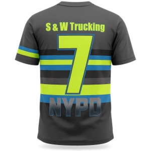 เสื้อพิคเคิลบอลผู้ชาย Big Apple แบบซับลิเมชั่น คอกลม แขนสั้น ระบายเหงื่อได้ดี ลายทาง ทรงแอธเลติก ผลิตจากโพลีเอสเตอร์ 100% - Product Image 4