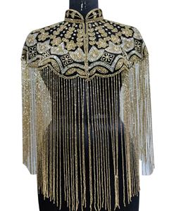En gros, Nouvelle collection Printemps-Automne, Cape de soirée sur mesure pour le Nouvel An et les clubs, avec broderie à la main, travail de perles et effet scintillant, Grande taille, Haute qualité - Product Image 1