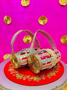 Panier-cadeau festif élégant fait main, ensemble de paniers décoratifs traditionnels indiens pour mariages, Haldi, Mehndi, baby shower - Product Image 2