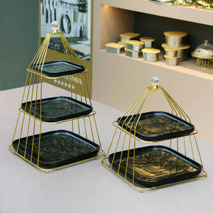 Latest Golden Iron Adjustable Handmade Eco-Friendly <b>Cake</b> <b>Stand</b> Gold Wire Base Metal Serving Plate for Dessert Table Decoration - Product Image 1