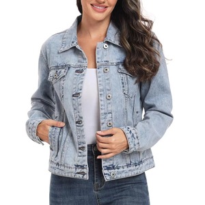 Chaquetas Vaqueras Sólidas OEM ODM, Nuevas Chaquetas Vaqueras Transpirables de Corte Regular para Mujer en Venta en Línea - Product Image 6