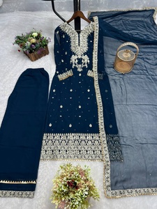 PRESERNTING NUEVA COLECCIÓN LISTO PARA LLEVAR CON Fancy Heavy Blooming Faux Georgette BORDADO SEQUENSE WORK TOP PLAZZO DUPATTA - Product Image 4