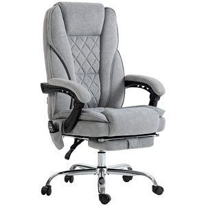 Poltrona Direzionale da Ufficio Riscaldata con Massaggio, Reclinabile, con Altezza Regolabile e Poggiapiedi, Base in Nylon, Sedia da Capo - Product Image 1