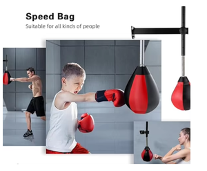 Saco de Boxeo con Pedestal de Material PU, Altura Ajustable para Entrenamiento de Boxeo para Adultos, Rojo y Negro, con Bola de Velocidad - Product Image 2