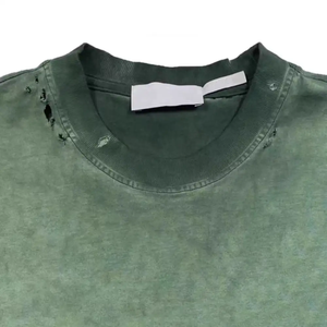 Nueva camiseta oversize para hombre, estilo vintage, desgastada, con efecto descolorido por el sol, lavado a la piedra, con acabado ácido personalizado, mineral, retro, de corte holgado y sin estampado. - Product Image 4