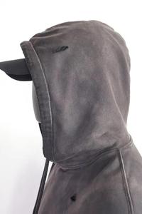 Sweat à capuche vintage de haute qualité 100% coton, effet délavé, poids lourd, streetwear, 460g, effet usé, grandes tailles - Product Image 5