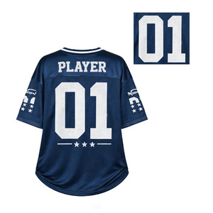 Maillot de football américain style couple, personnalisé, bleu, en maille, coupe courte et oversize, unisexe, streetwear Y2K, fabricant de vêtements - Product Image 4