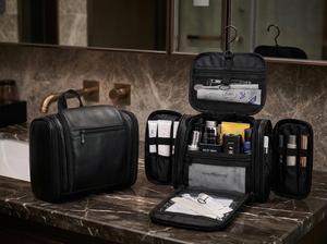 Custom Logo Genuine Leather Toiletry Bag <b>Mens</b> Dopp Kit Travel Wash Bag Shaving Kit <b>Pouch</b> Bulk Wholesale Price TYG-0133 - Product Image 6